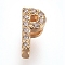 Golden Plated Brass Micro Pave Cubic Zirconia Slide Charms, Letter, Clear, Letter.P, 7~7.5x1.5~6.5x3mm, Hole: 6x1mm