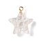 Transparent Resin Pendants, Star Charms with Light Gold Tone Alloy Loops, White, 23x20.5x9.5mm, Hole: 2mm