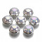 ABS Plastic Imitation Pearl Sewing Buttons, AB Color, with Brass Findings, Lavender, Silver Color Plated, 10~10.5x6~6.5mm, Hole: 1mm