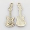 Tibetan Style Alloy Pendant, Guitar, Lead Free and Cadmium Free, Antique Silver, 31x11x2mm, Hole: 2mm