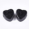 Resin Beads, Imitation Gemstone, Heart, Black, 17x17.5x10mm, Hole: 3mm