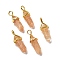 Sandy Brown Watermelon Stone Glass Pointed Pendants, Faceted, with Golden Tone Brass Findings, Lead free & Cadmium Free, Bullet, 27~30x9~10x7~8mm, Hole: 4x3mm