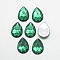 Acrylic Rhinestone Flat Back Cabochons, Faceted, Bottom Silver Plated, teardrop, Dark Green, 14x10x3.5mm