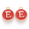 Golden Plated Alloy Enamel Charms, Cadmium Free & Lead Free, Enamelled Sequins, Flat Round with Letter, Red, Letter.E, 14x12x2mm, Hole: 1.5mm