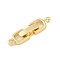 Rack Plating Brass Fold Over Clasps, Long-Lasting Plated, Lead Free & Cadmium Free, Real 18K Gold Plated, 22x6x4mm, Hole: 1.4mm