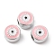 CCB Plastic European Beads, Large Hole Beads, Flat Round with Evil Eye, Pink, 12x11.5x7.5mm, Hole: 4.8mm