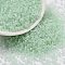 Cylinder Seed Beads, Frosted AB Colors, Round Hole, Uniform Size, Pale Green, 2x1.5mm, Hole: 0.8mm, about 40000pcs/bag, about 450g/bag