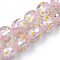 Handmade Silver Foil Glass Lampwork Beads Strands, Inner Flower, Round, Pink, 19~20x19mm, Hole: 1.5mm, about 20pcs/strand, 14.57 inch(37cm)