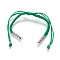 Nylon Cord Braided Bead Bracelets Making, with Brass Beads, Long-Lasting Plated, Real Platinum Plated, Green, 10-1/4 inch~11-5/8 inch(26~29.6cm)