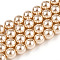 Glass Pearl Beads Strands, Round, Wheat, 10mm, Hole: 0.6mm, about 43pcs/strand, 16.18''(41.1cm)