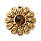 Natural Tiger Eye Flower Pendants, 304 Stainless Steel Sunflower Charms, Golden, 24x24.5x5.5mm, Hole: 1.8mm