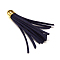 Golden Brass Suede Tassels for Cell Phone Straps Making, Midnight Blue, 55~65x12mm, Hole: 1.5mm