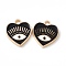 Alloy Enamel Pendants, Golden, Heart with Eye Charm, Black, 14.5x13x1.5mm, Hole: 1.6mm