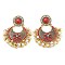 Resin Boho Stud Earrings, with Zinc Alloy Finding and Sterling Silver Pin, Red, 67x48mm