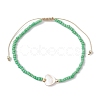 5Pcs 5 Colors Natural Shell Heart & Seed Braided Bead Bracelets Set BJEW-JB10039-03-3