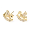 Brass Micro Pave Clear Cubic Zirconia Hobbyhorse Stud Earrings EJEW-F400-06G-4