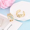 Brass Micro Pave Cubic Zirconia Cuff Rings for Women KK-T071-71G-1