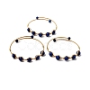 Natural Lapis Lazuli Wrapped Cuff Bangle BJEW-A122-07B-2