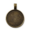 Flat Round Tibetan Style Alloy Pendant Cabochon Settings TIBEP-S293-051AB-LF-1