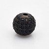 CZ Brass Micro Pave Grade AAA Gunmetal Color Cubic Zirconia Round Beads KK-O065-6mm-01B-NR-1