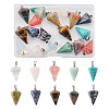 Fashewelry 20Pcs 10 Styles Natural & Synthetic Mixed Gemstone Pendants G-FW0001-36-1