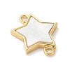 Brass Pave Natural White Shell Connector Charms KK-S522-03E-G-2