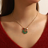 304 Stainless Steel Enamel & Rhinestone & Resin Christmas Pendant Necklaces for Women FS-WG85DFF-07-2