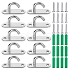 10Pcs Stainless Steel Heavy Duty Ceiling Hooks with Iron Screws and Plastic Anchors STAS-FH0002-54P-1