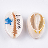 Printed Natural Cowrie Shell Beads X-SHEL-S276-11B-2