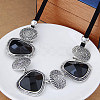 Exaggerated Alloy Glass Trapezoid Oval Statement Bib Necklaces for Women WG667FB-02-1