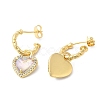 Glass Heart Dangle Stud Earrings with Cubic Zirconia EJEW-F316-06G-01-2