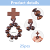 25Pcs Wood Cross & Round Beads Finger Rings RJEW-DC0001-23A-2