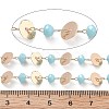Handmade Brass & Glass Bead Flat Round Chains CHC-L051-06KCG-01-2