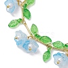 Flower Glass & Acrylic Charm Bracelets BJEW-JB10443-01-3