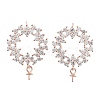 Donut 925 Sterling Silver Cubic Zirconia Stud Earring Findings EJEW-B038-16RG-1