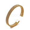 304 Stainless Steel Flat Mesh Chains Shape Open Cuff Bangle for Women BJEW-C0033-06-2