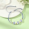 Floral Printed Porcelain Heart Braided Bead Bracelets BJEW-JB14284-1