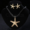 Starfish Alloy with Polyester Cord Pendant Necklaces & Stud Earrings Sets FS-WG7CDFE-02-1