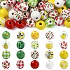 100Pcs 10 Styles Fruit Printed Wood European Beads WOOD-YW0001-86-2