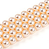 UV Plating Pearlized Glass Pearl Beads Strands GLAA-F128-01B-T8-2