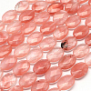 Faceted Oval Cherry Quartz Glass Beads Strands X-G-R303-15-1