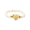 Natural Freshwater Pearl & 304 Stainless Steel Bead Finger Rings RJEW-FS00001-20-1