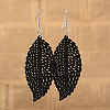 Cute Design Filigree Leaf Wood Dangle Earrings EJEW-I179-08-1