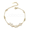 Brass Pave Clear Cubic Zirconia Clover Envelope Link Bracelets KK-CBA6980-18G-4