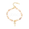 Brass Micro Pave Cubic Zirconia Key Charms Bracelets BJEW-D447-10G-01-2