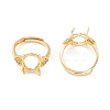 Brass Cubic Zirconia Adjustable Solitaire Ring Components KK-K266-08G-2