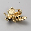 Light Gold Zinc Alloy with Rhinestone Brooch JEWB-WH0021-35-2