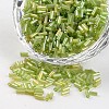 Tube Transparent Colours Rainbow Plated Glass Bugle Beads X-SEED-I001-164-1