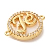 Rack Plating Brass Micro Pave Clear Cubic Zirconia Fe Connector Charms KK-L220-003G-02-2