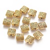 Tibetan Style Alloy Square Carved Stripes Beads TIBEB-5602-AG-LF-1